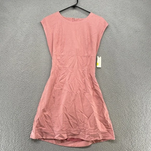 Anthropologie Dress Womens 6 Open Back Utility Pink Mini Tie Back Cap Sleeve - Picture 1 of 16